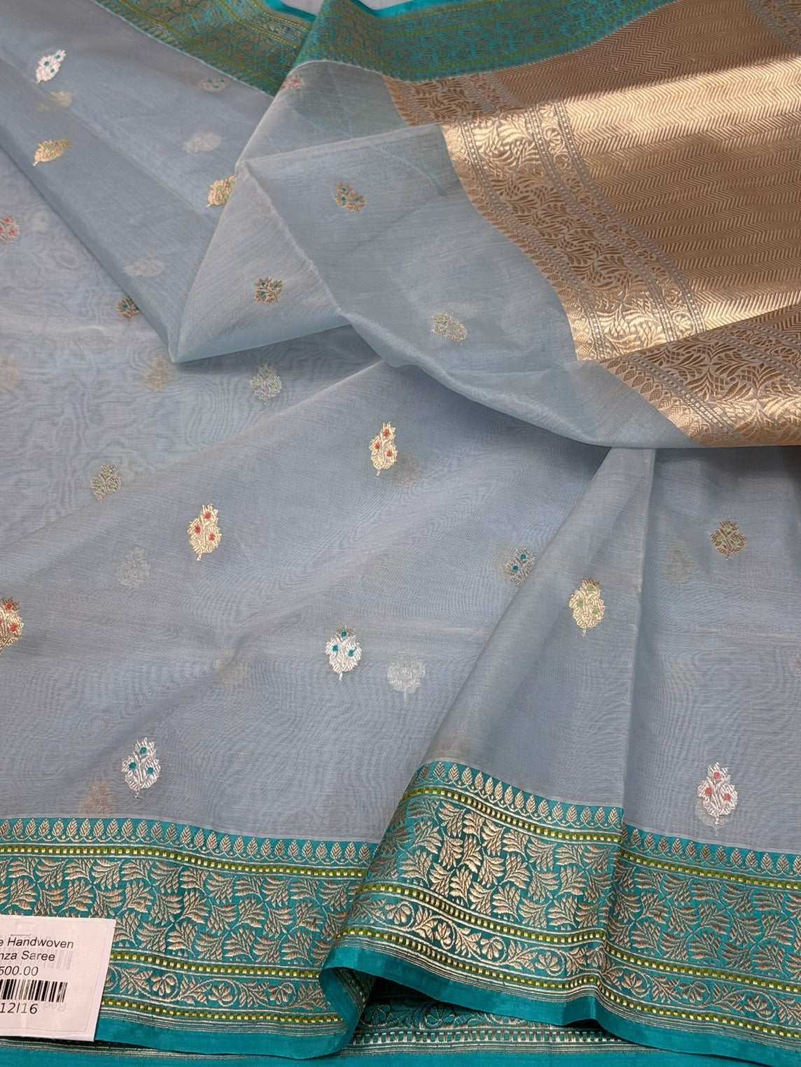 Sky Blue Handwoven Pure Organza Silk Saree