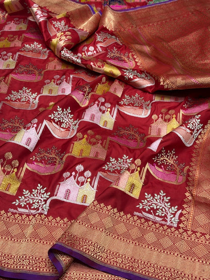 Red Handwoven Pure Silk Banarasi Saree