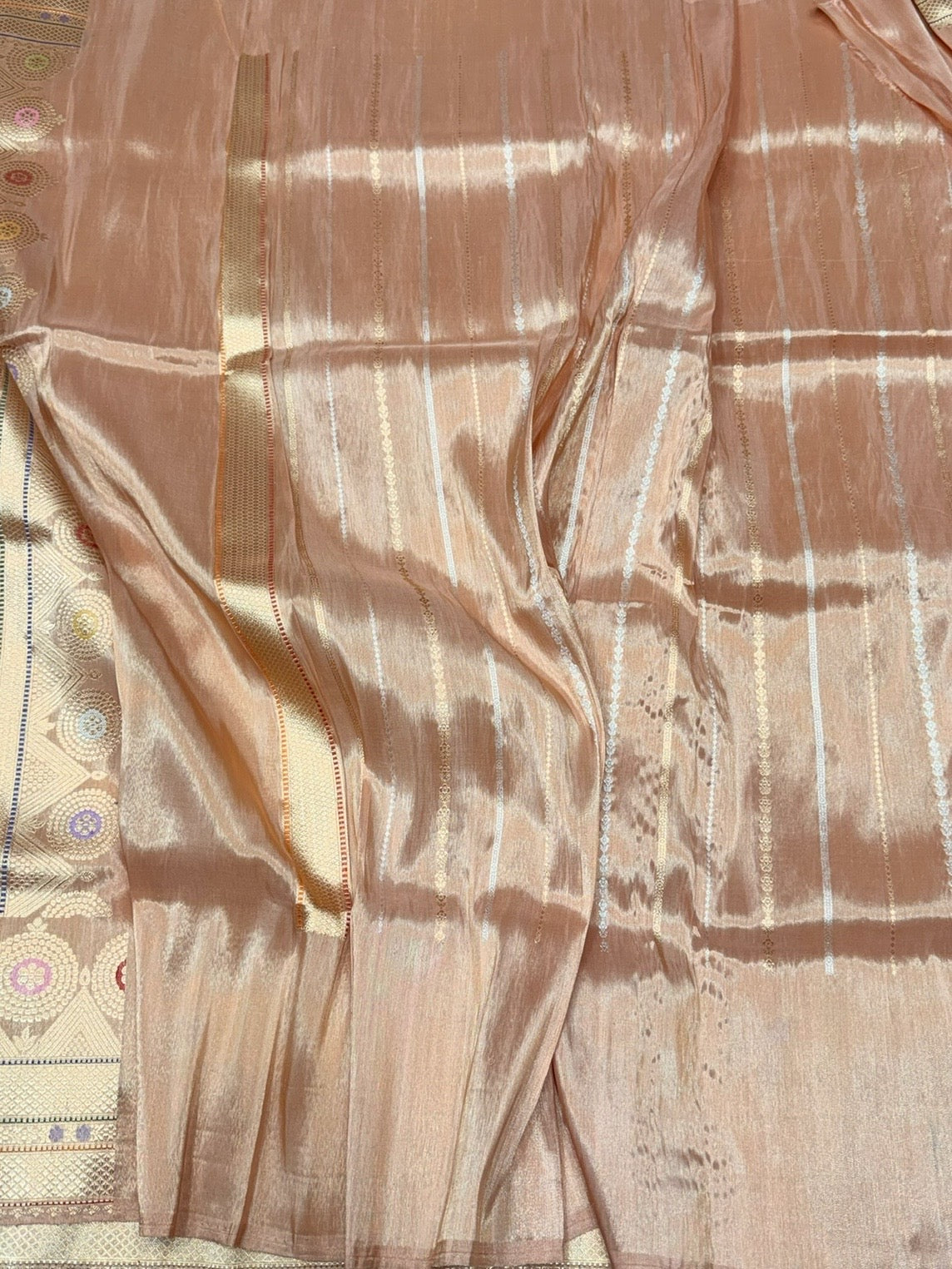 Rose Gold Handwoven Pure Banarasi Tissue Silk Saree