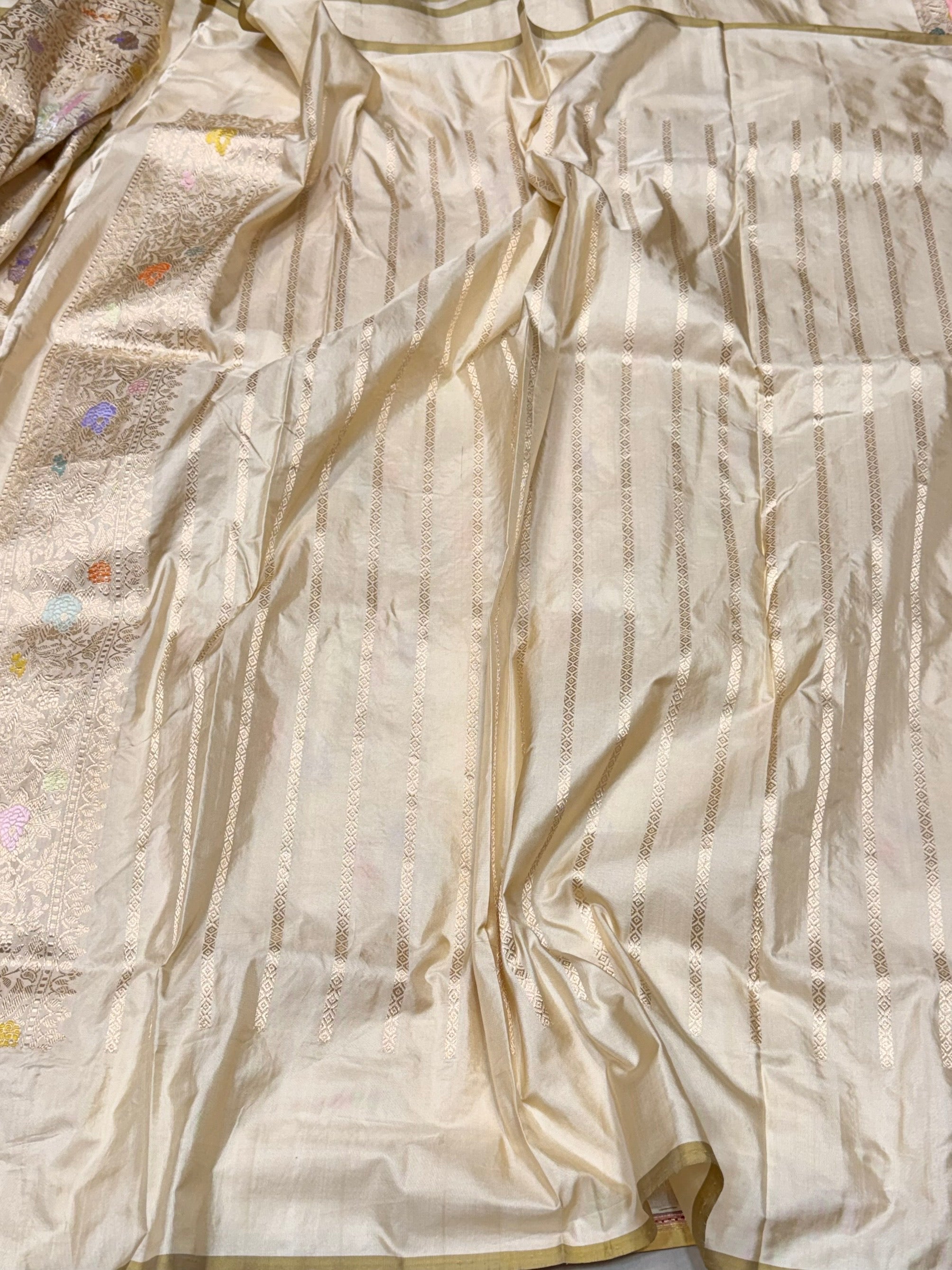 Ivory Handwoven Banarasi Pure Silk Saree