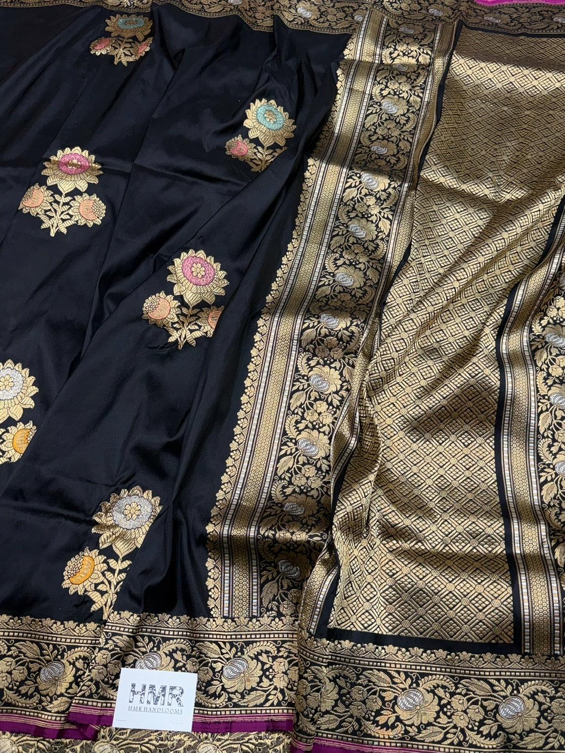 Black Handwoven Pure Silk Banarasi Saree