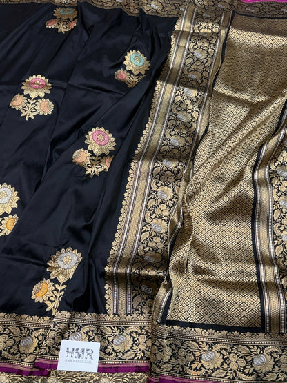 Black Handwoven Pure Silk Banarasi Saree