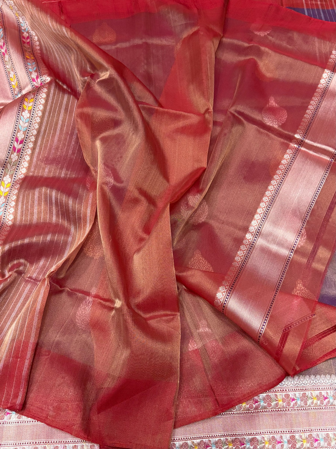 Purple Handwoven Pure Banarasi Tissue Saree