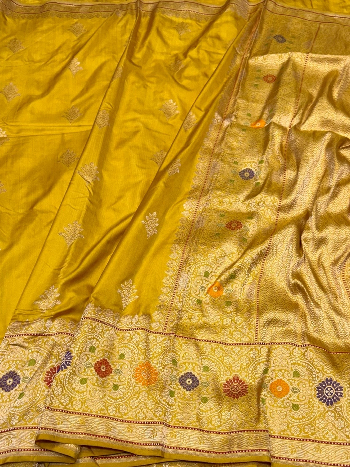 Mustard Yellow Handwoven Pure Banarasi Ektara Silk Saree
