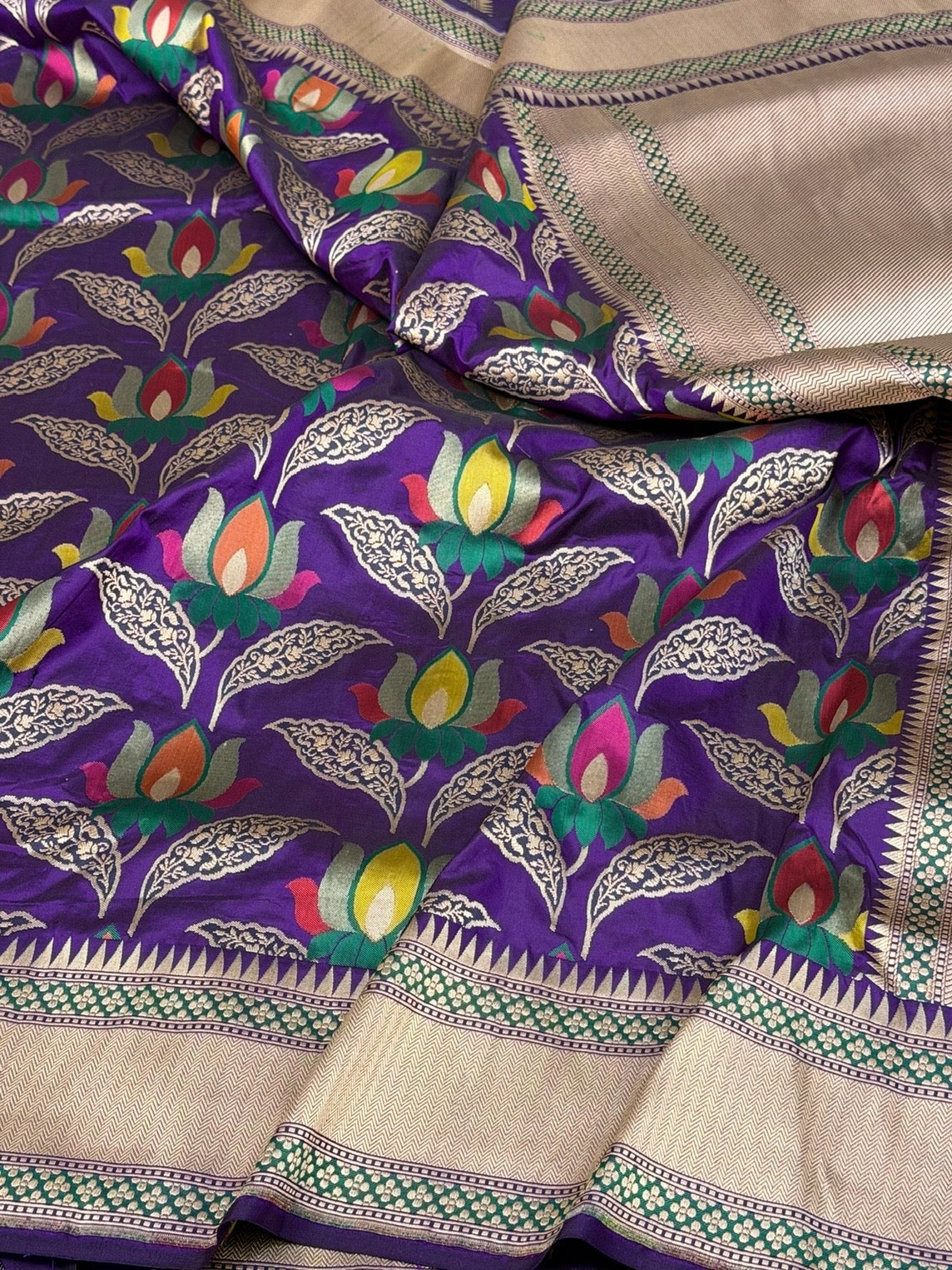 Purple Banarasi Tilfi Minakari Pure Katan Silk Saree