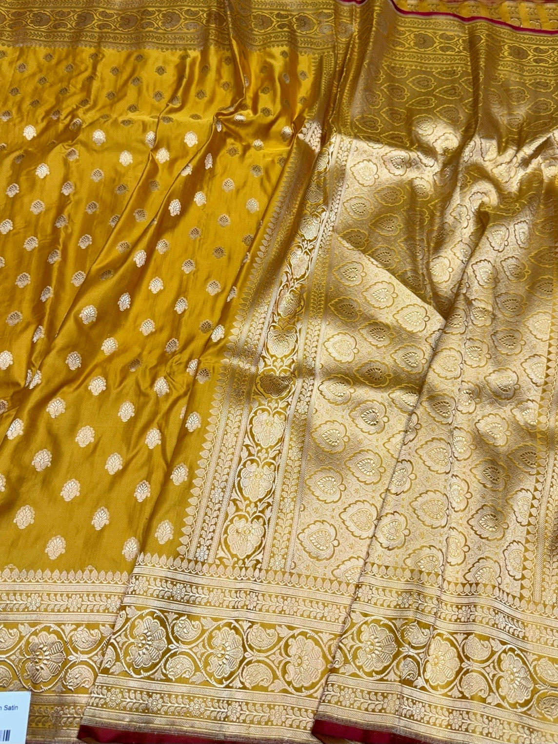 Yellow Handwoven Pure Banarasi Satin  Silk Saree
