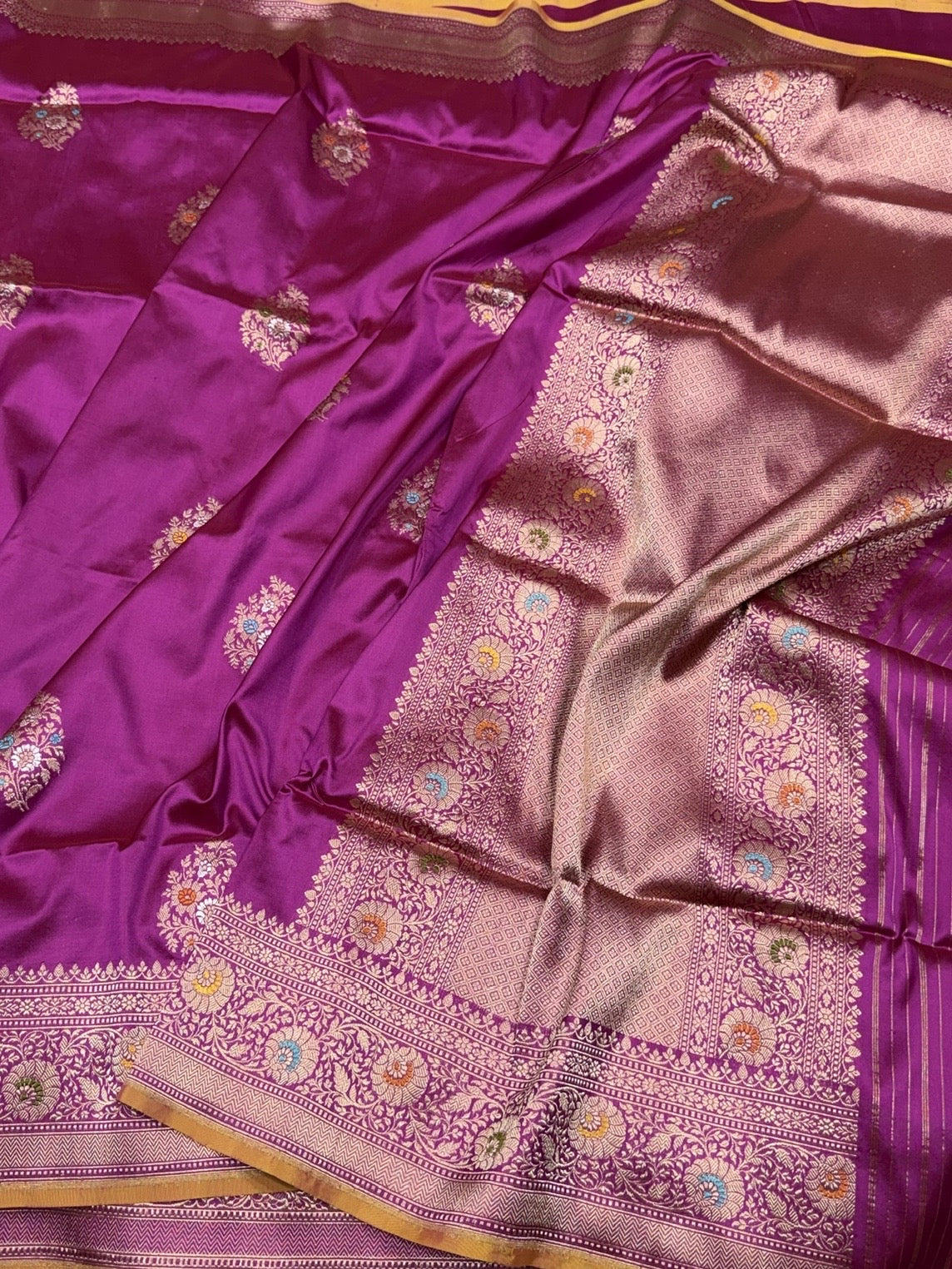 Magenta Pink Handwoven Pure Banarasi Silk Saree