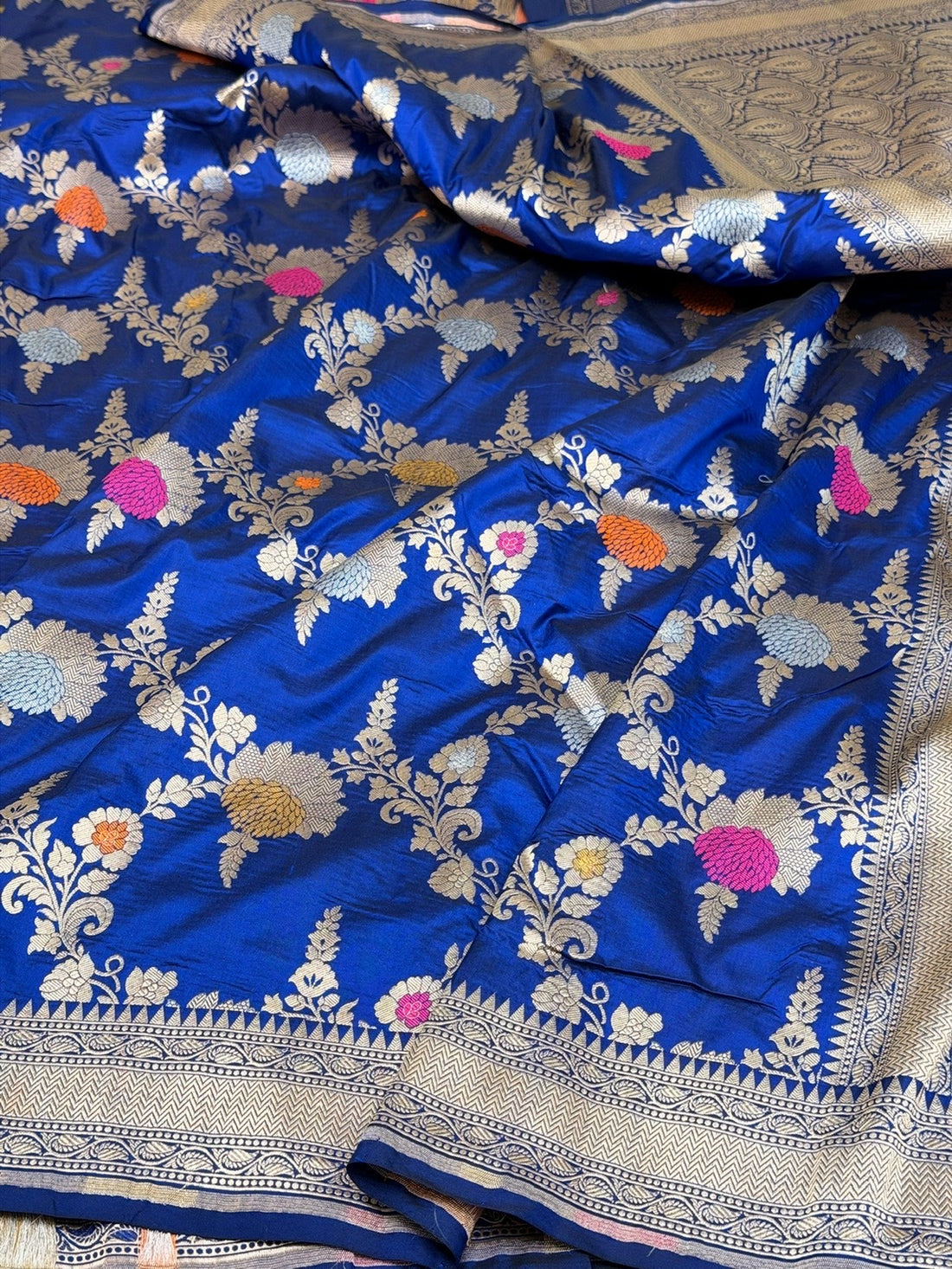 Royal Blue Banarasi Minakari Pure Katan Silk Saree