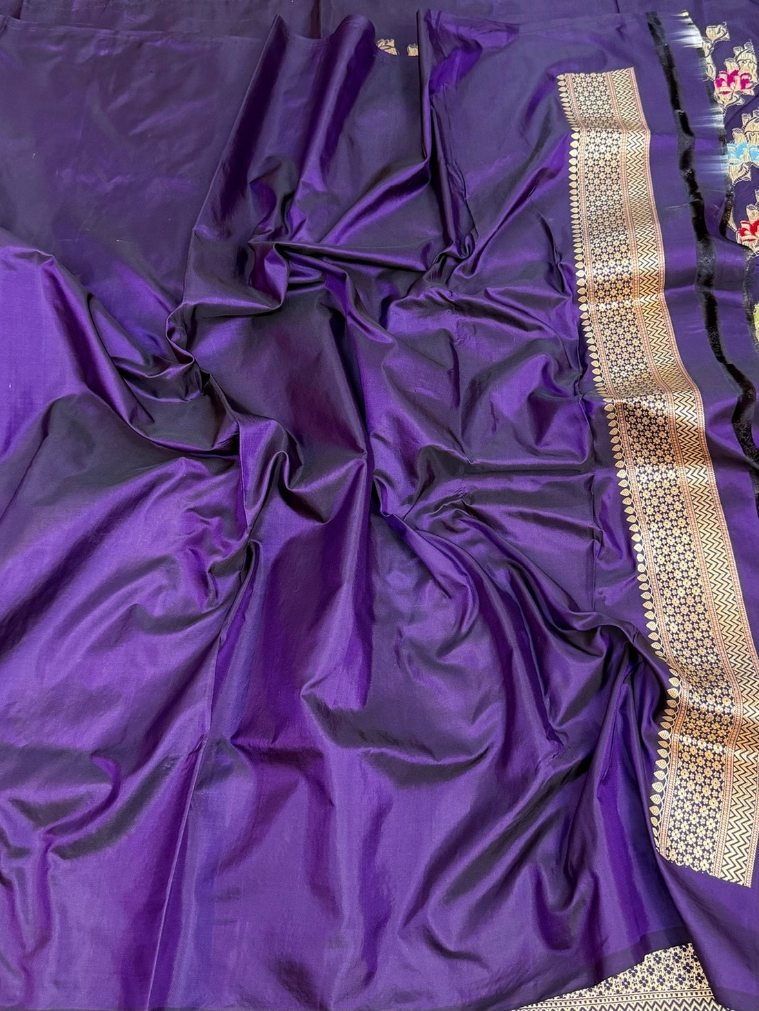 Purple Handwoven Pure Banarasi Silk Saree