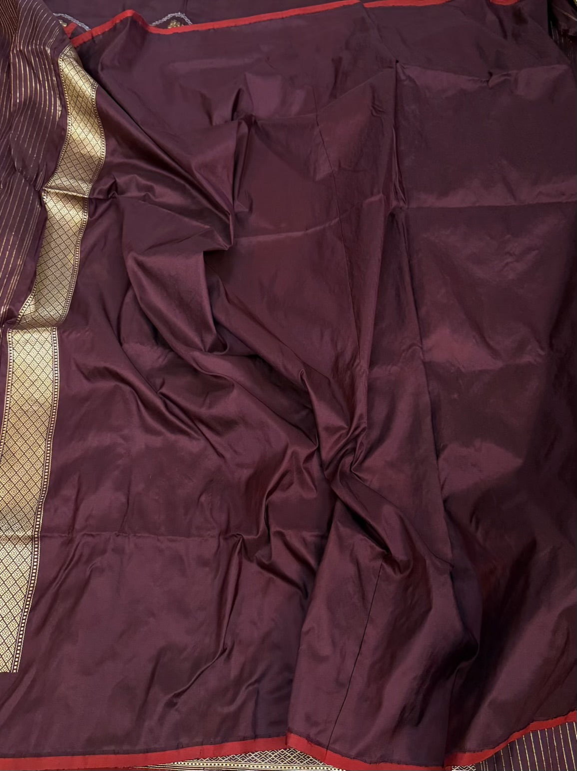 Wine Handwoven Pure Banarasi Katan Silk Saree