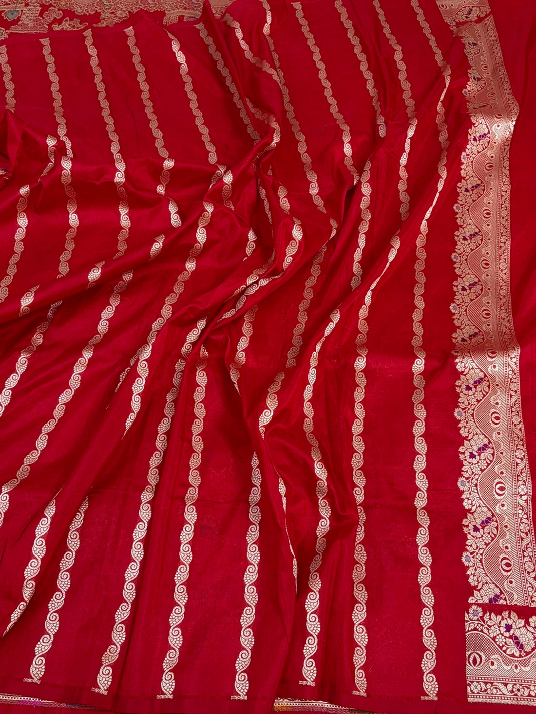 Red Banarasi Minakari Pure Katan Silk Saree