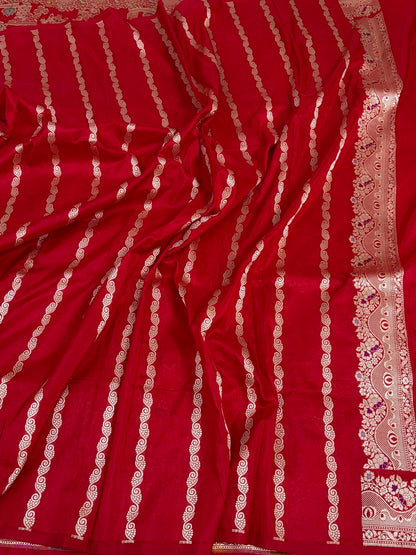 Red Banarasi Minakari Pure Katan Silk Saree