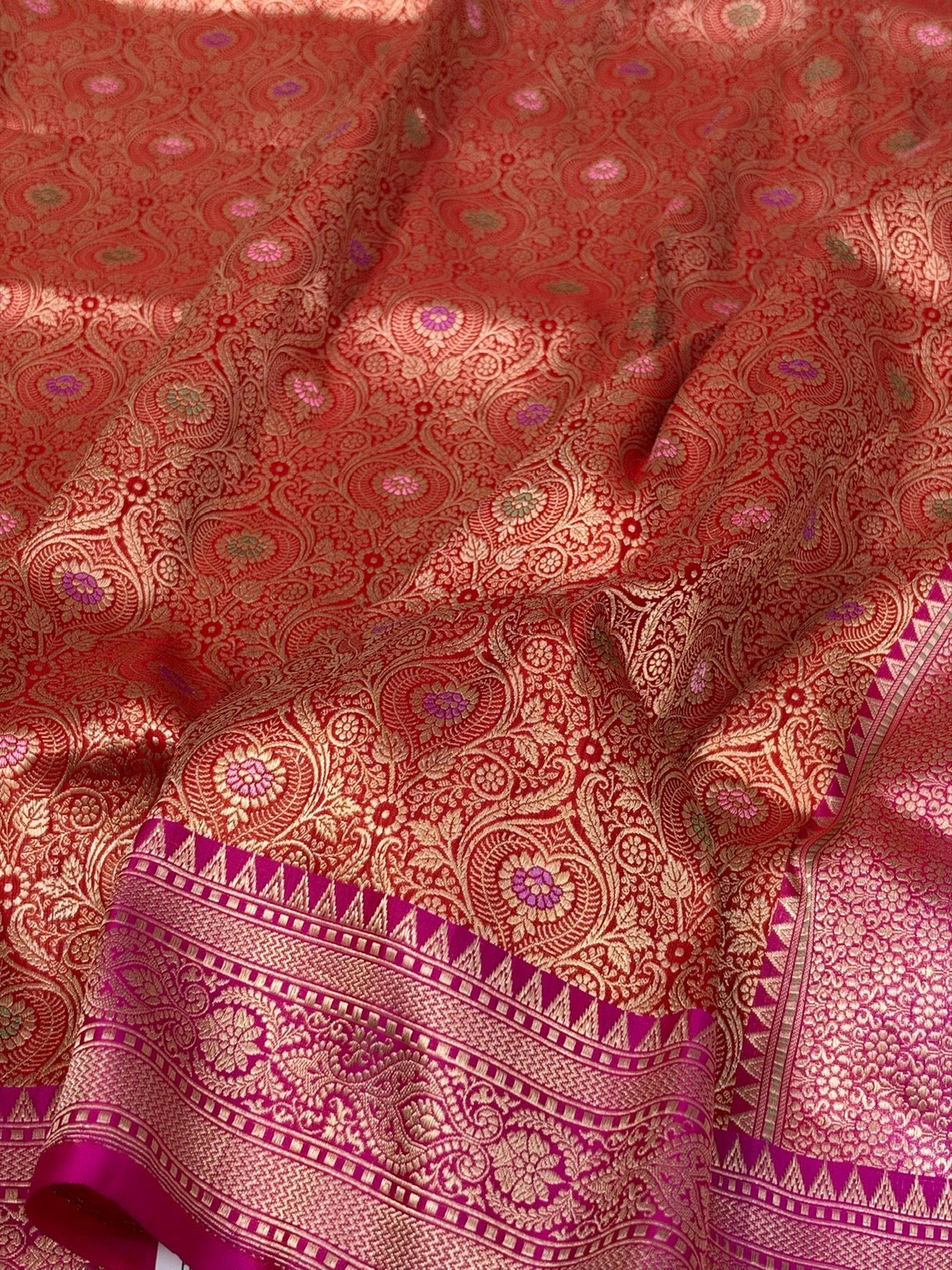 Red Handwoven Pure Banarasi Silk Brocade Saree