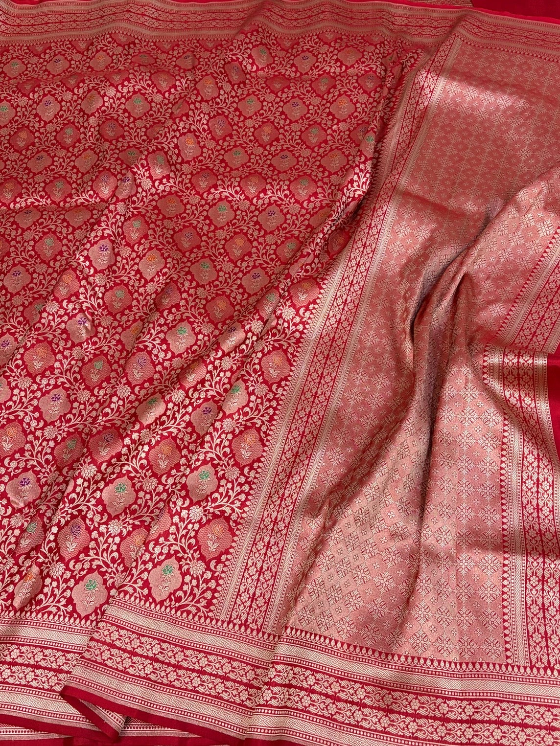 Red Minakari Banarasi Pure Katan Silk Brocade Saree