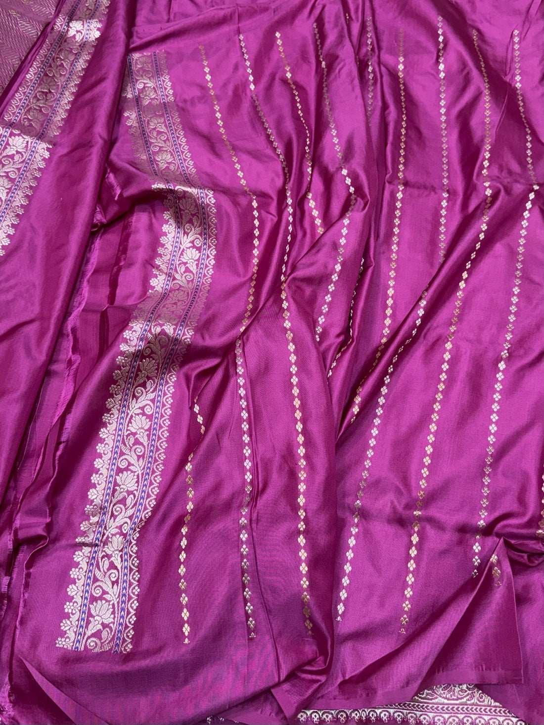 Magenta Pink Handwoven Pure Banarasi Ektara Silk Saree | Kadwa Weave | Pure Mulberry Ektara Silk | Handloom Banarasi Saree