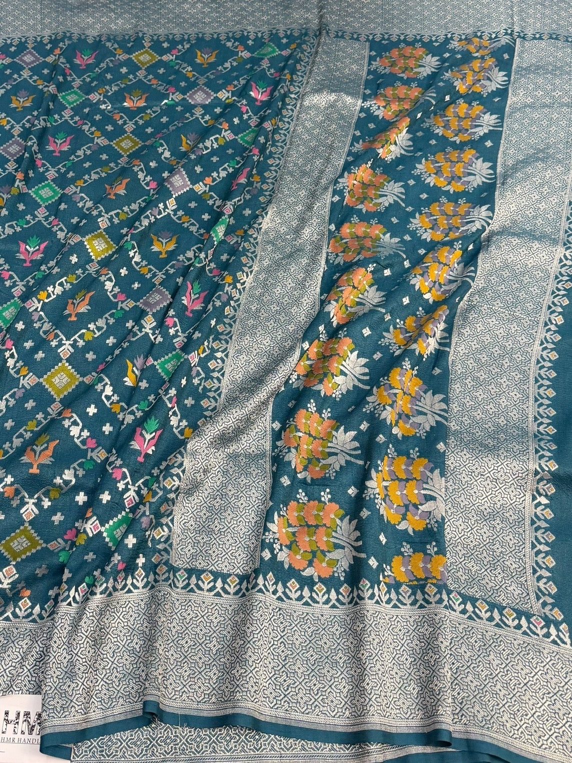 Powder Blue Banarasi Pure Tussar Georgette Saree