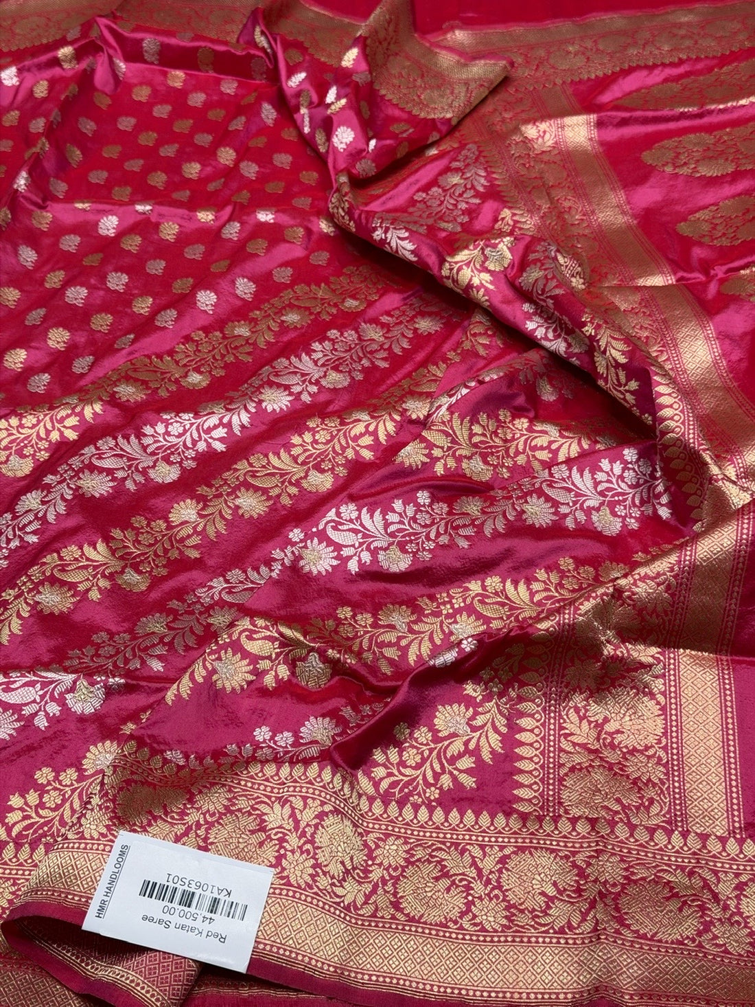 Rani Pink Handwoven Pure Banarasi Silk Saree