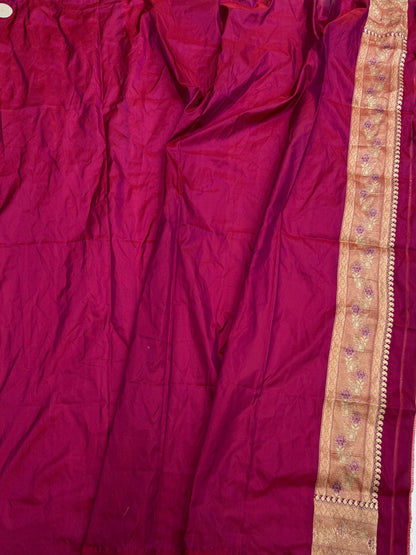 Magenta Pink Rangkaat Banarasi Pure Silk Saree