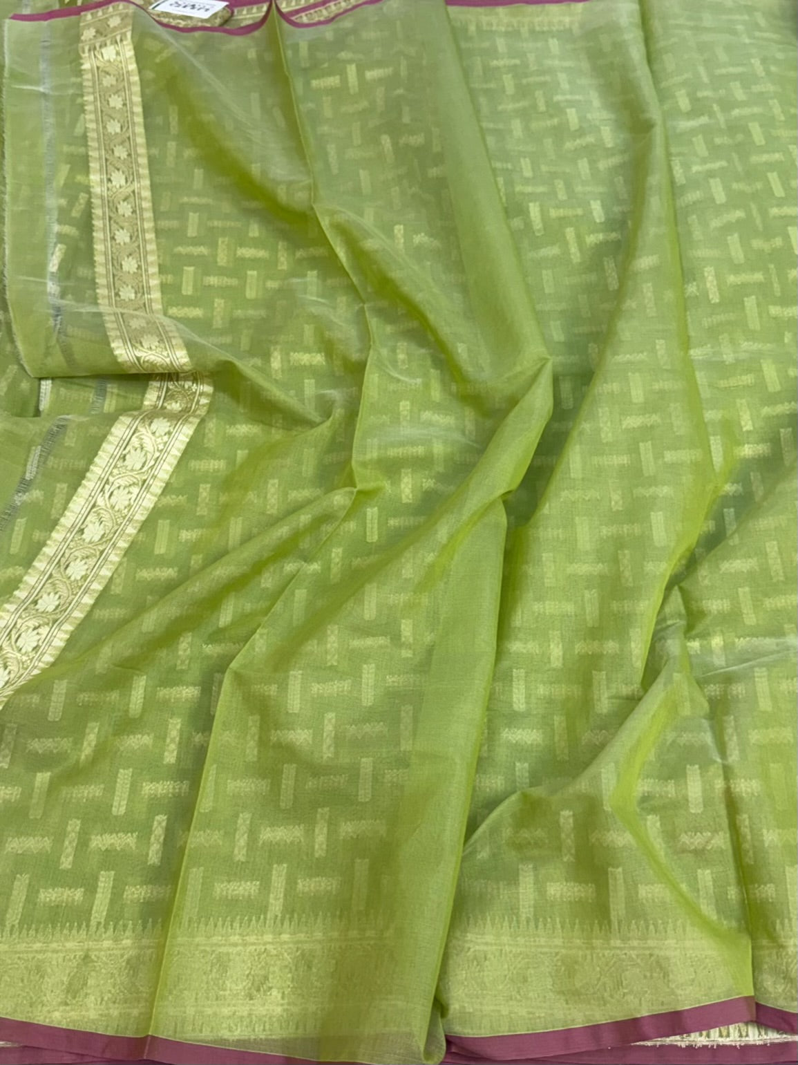 Green Pure Banarasi Kora Cotton Saree