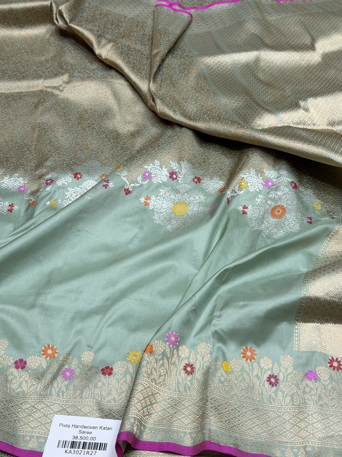 Pista Handwoven Pure Banarasi Silk Saree