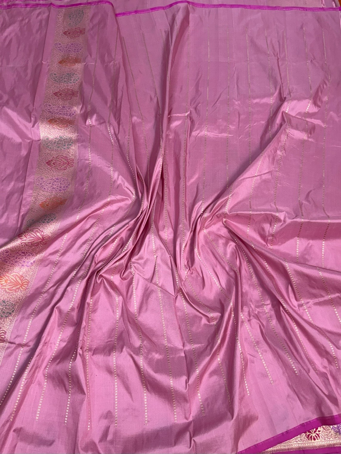 Pastel Pink Handwoven Banarasi Pure Silk Saree