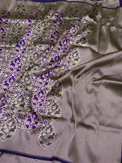 Banarasi Minakari Pure Silk Brocade Saree | 100% Pure Katan Silk Handwoven in Banaras