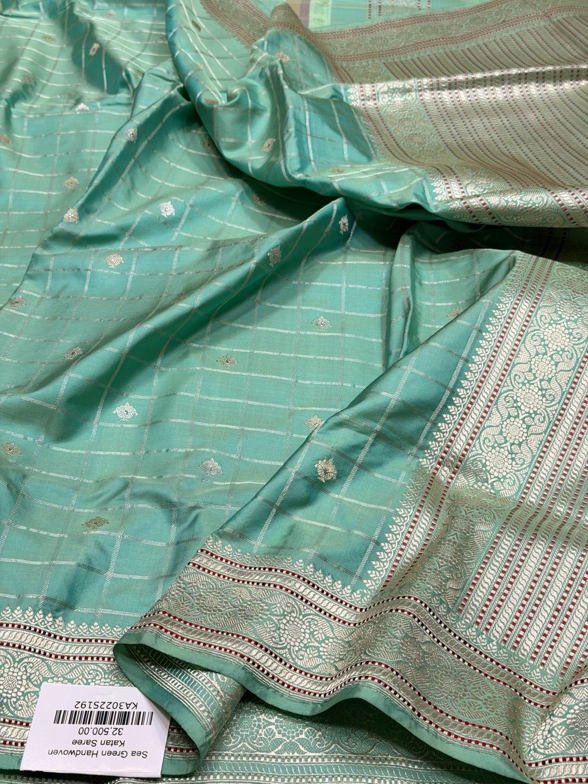 Sea Green Handwoven Pure Banarasi Silk Saree