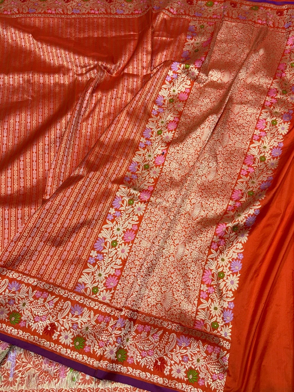 Orange Handwoven Banarasi Katan Silk Saree
