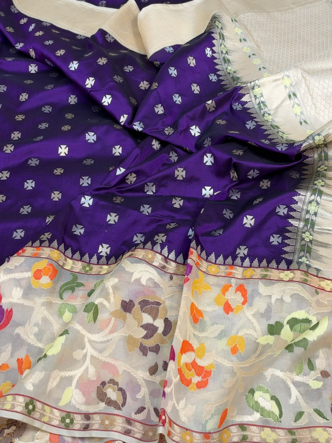 Purple Handwoven Pure Banarasi Katan Silk Saree