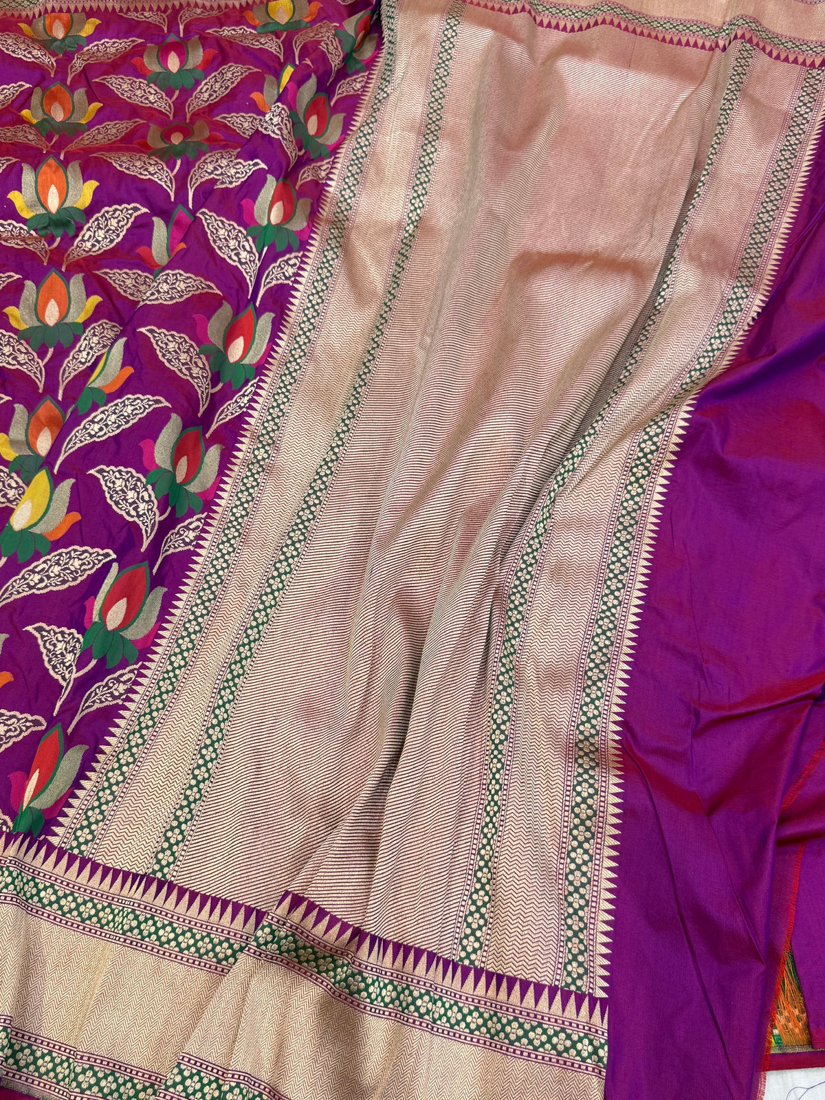Magenta Pink Banarasi Tilfi Minakari Pure Katan Silk Saree