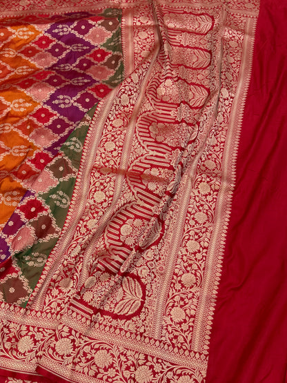 Red Rangkaat Banarasi Pure Katan Silk Saree