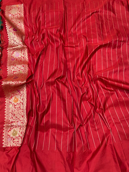 Bottle Green Handwoven Pure Banarasi Silk Saree