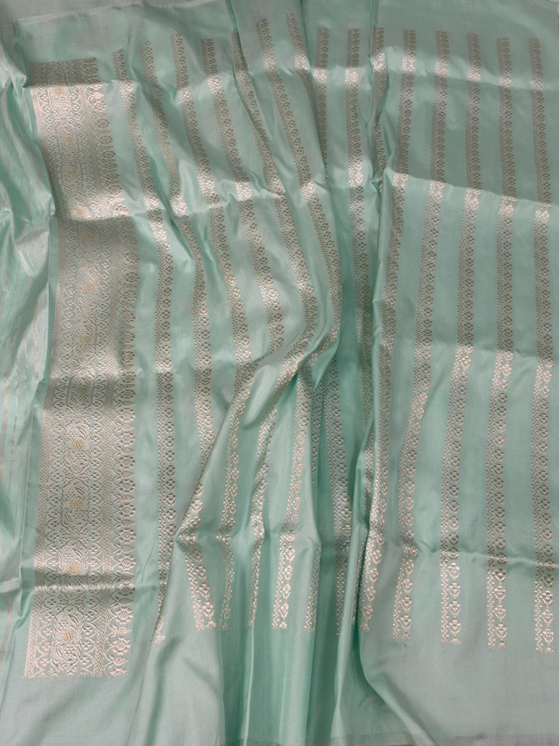 Powder Blue Handwoven Pure Banarasi Ektara Silk Saree