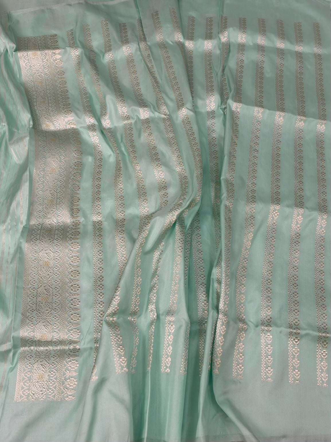 Powder Blue Handwoven Pure Banarasi Ektara Silk Saree