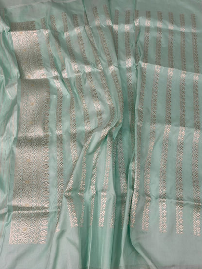 Powder Blue Handwoven Pure Banarasi Ektara Silk Saree