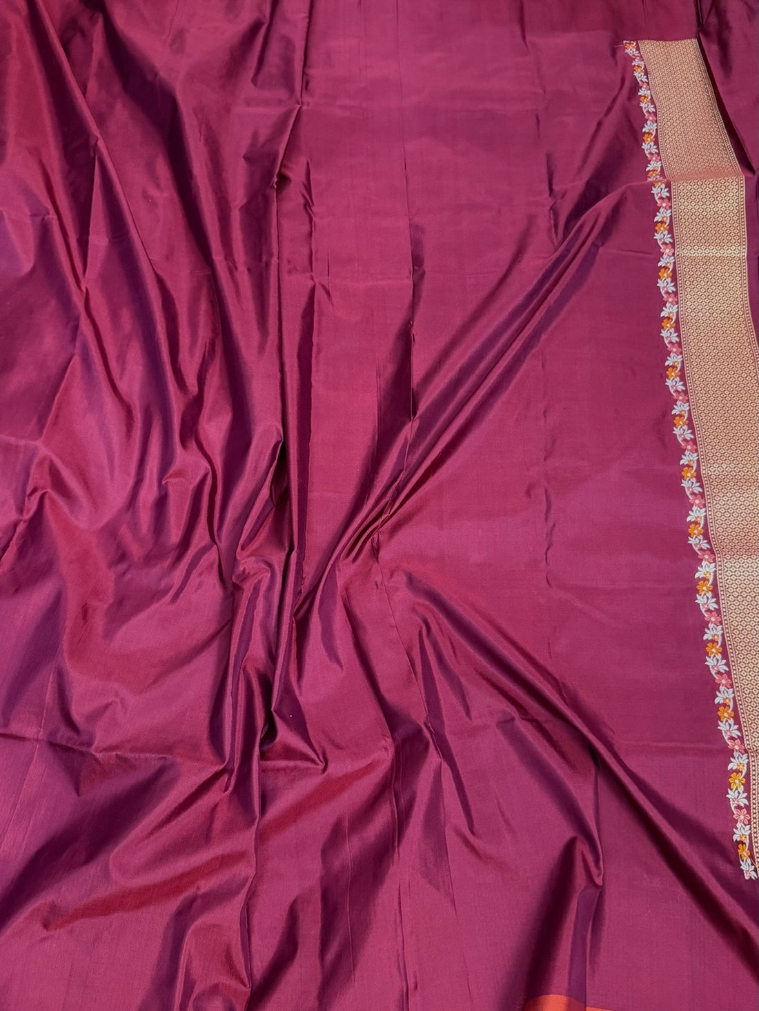 Maroon Handwoven Pure Banarasi Silk Saree – Kadwa Katan Mulberry Silk