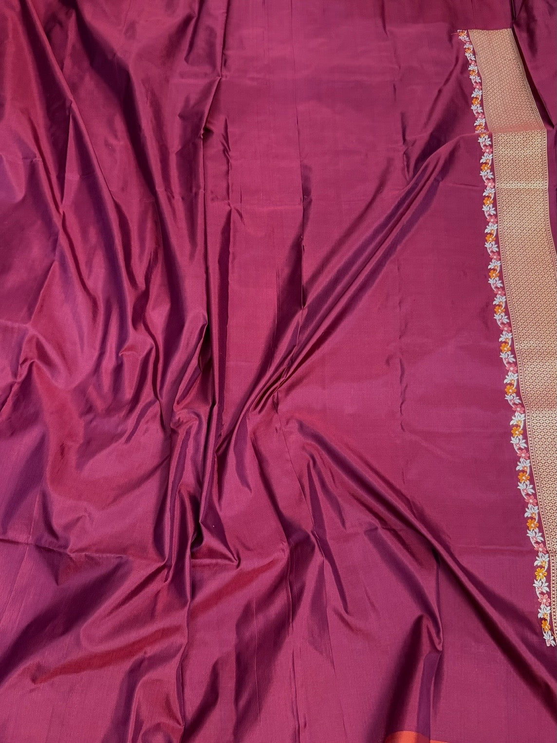 Maroon Handwoven Pure Banarasi Silk Saree – Kadwa Katan Mulberry Silk