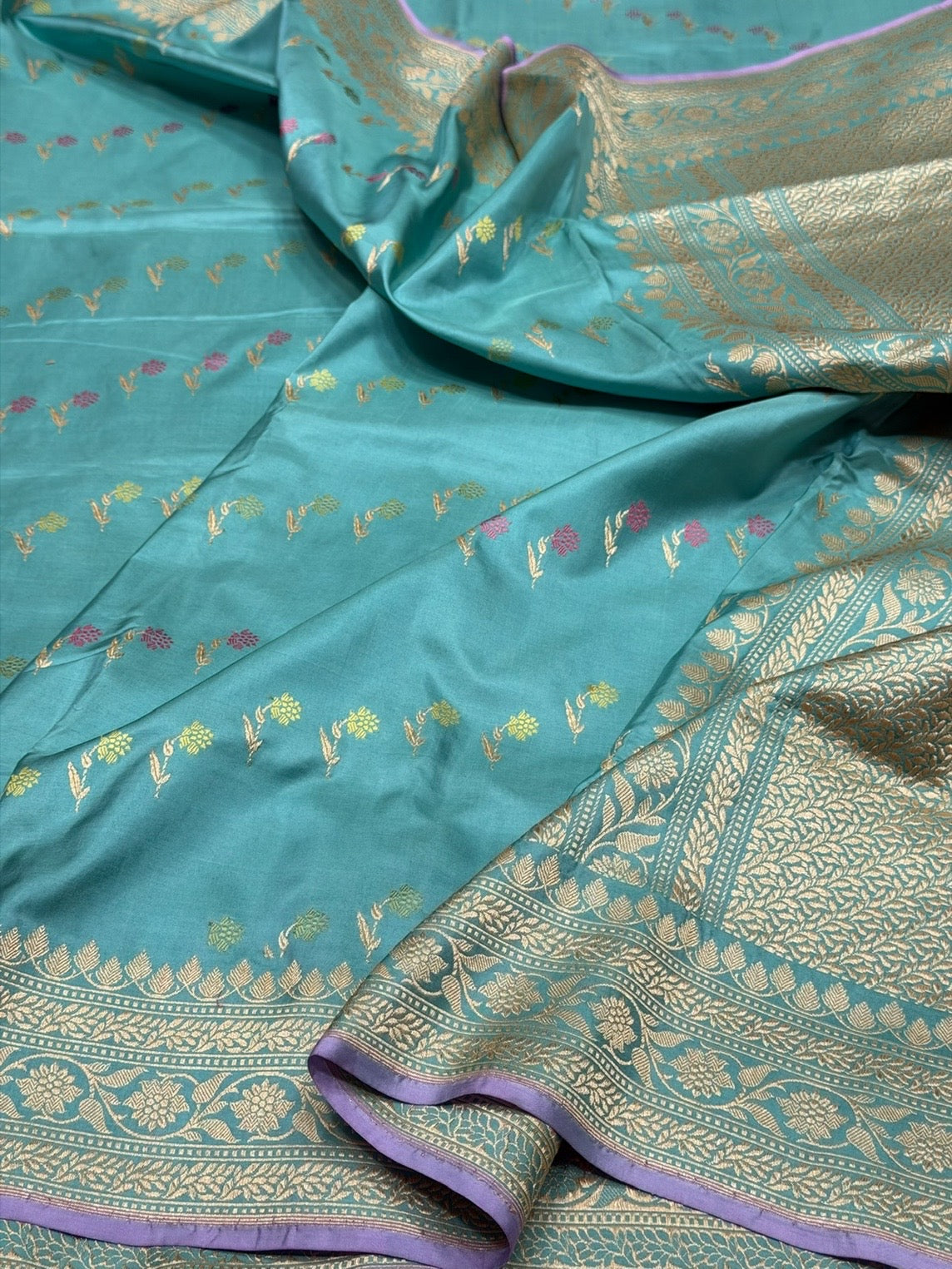 Sky Blue Handwoven Pure Banarasi Silk Saree