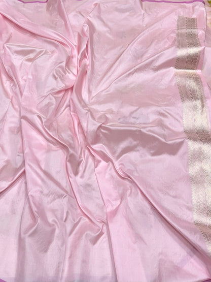 Baby Pink Handwoven Pure Banarasi Silk Brocade Saree
