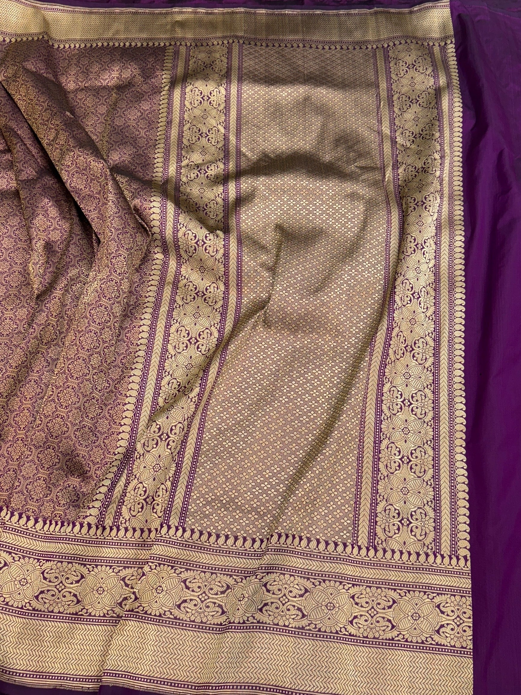 Magenta Pure Banarasi Silk Brocade Saree in Katan Mulberry Silk – Classic Banaras Weave