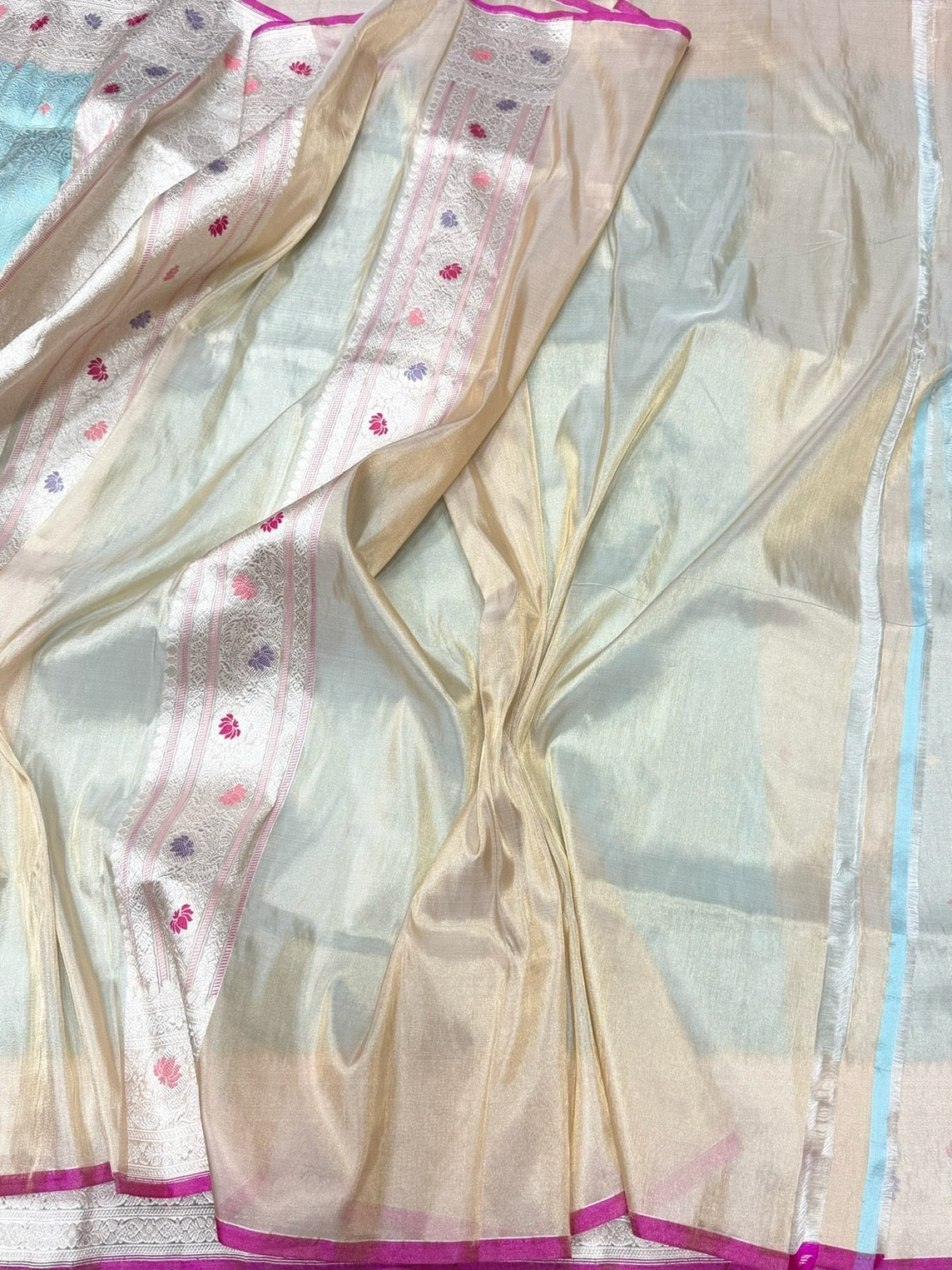Handwoven Pure Banarasi Tissue Silk Saree – Kadwa Weave in 100% Tissue Silk