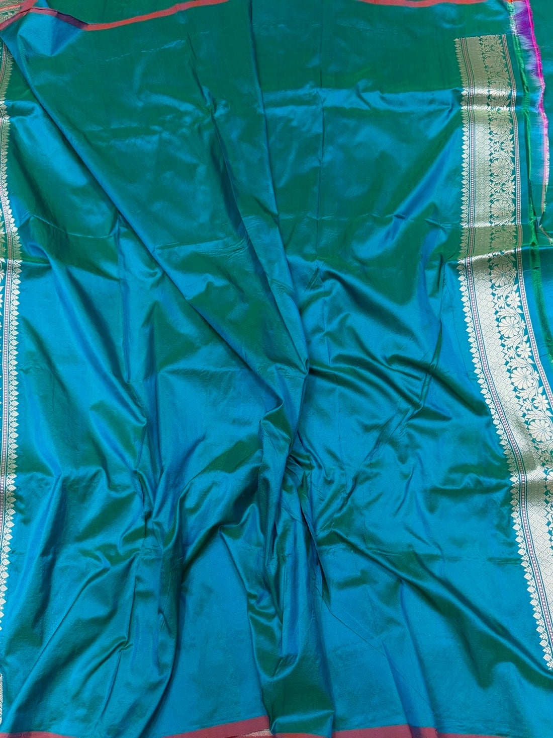 Sea Green Handwoven Pure Banarasi Brocade Saree