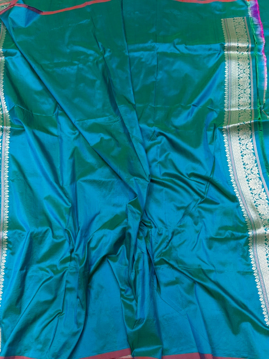 Sea Green Handwoven Pure Banarasi Brocade Saree