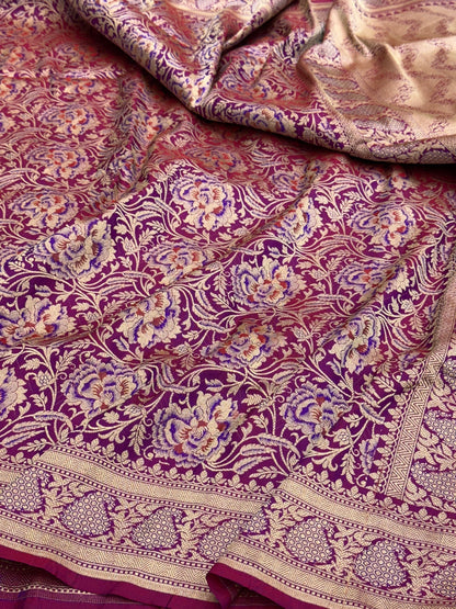 Banarasi Minakari Pure Silk Brocade Saree – Katan Silk with Intricate Minakari &amp; Rich Brocade Weave
