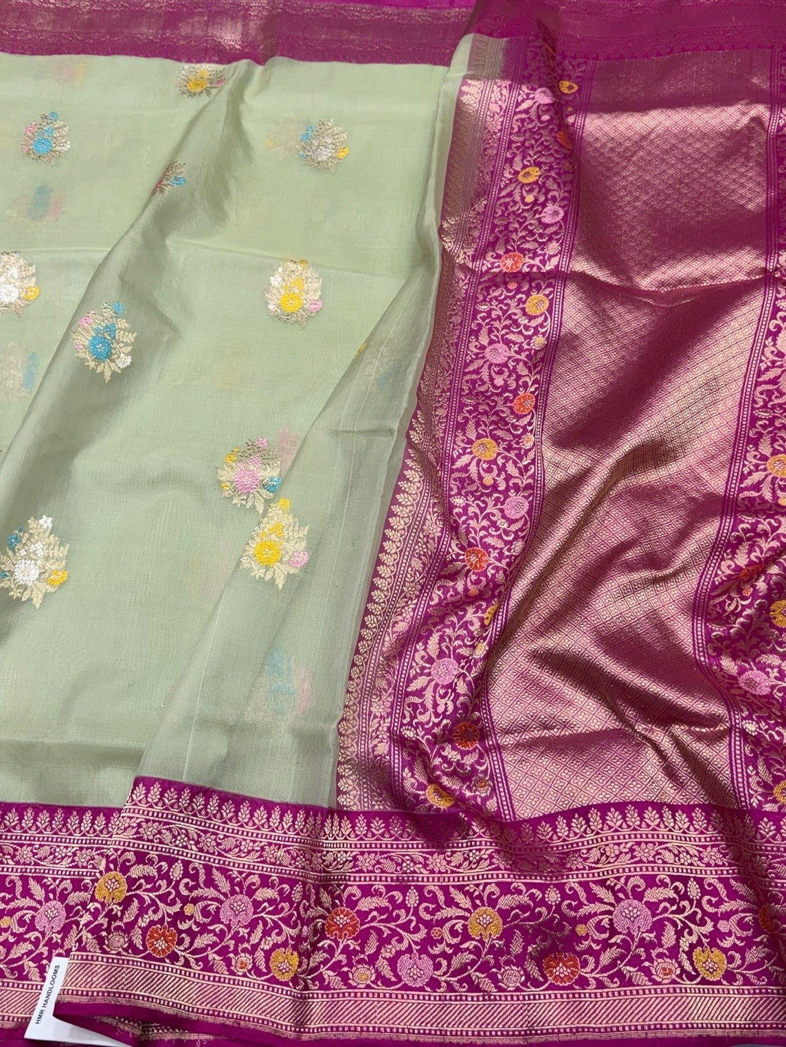 Pista Green Handwoven Banarasi Pure Organza Silk Saree