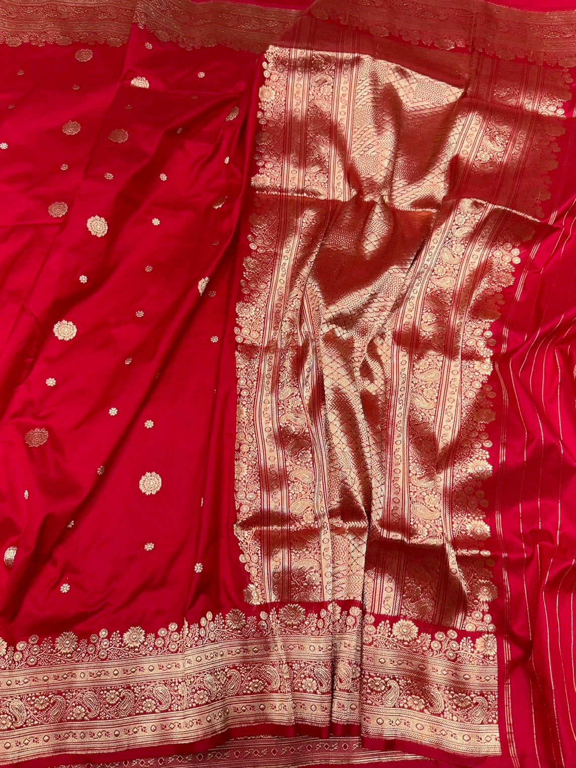 Red Handwoven Pure Banarasi Silk Saree | Kadwa Katan Mulberry Silk