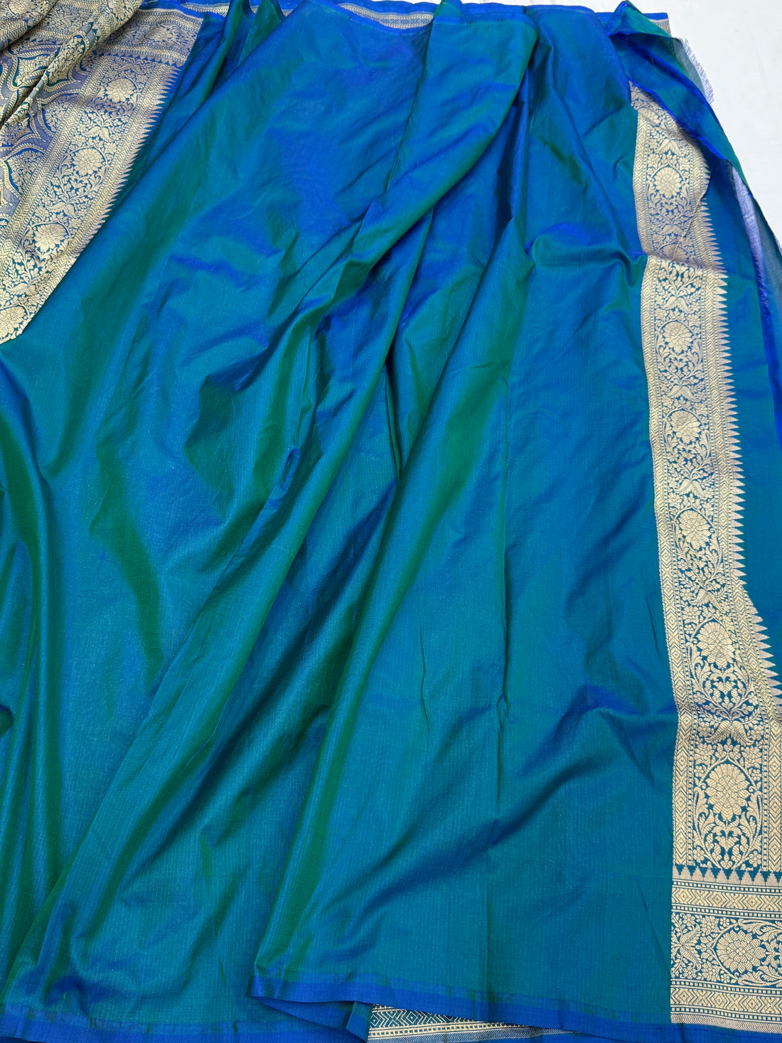 Peacock Blue Banarasi Pure Silk Saree