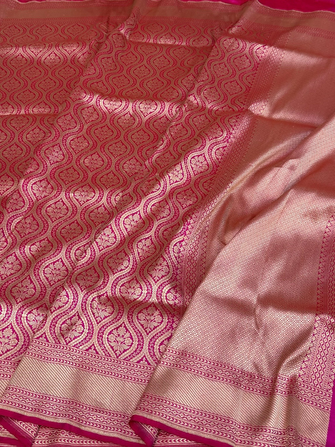 Rani Pink Banarasi Pure Silk Brocade Saree