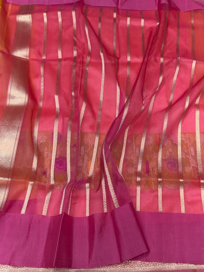 Peach Handwoven Pure Banarasi Katan Silk Saree