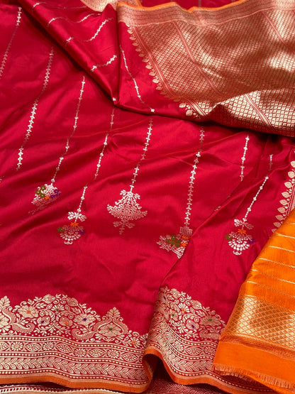 Red Handwoven Pure Banarasi Silk Saree